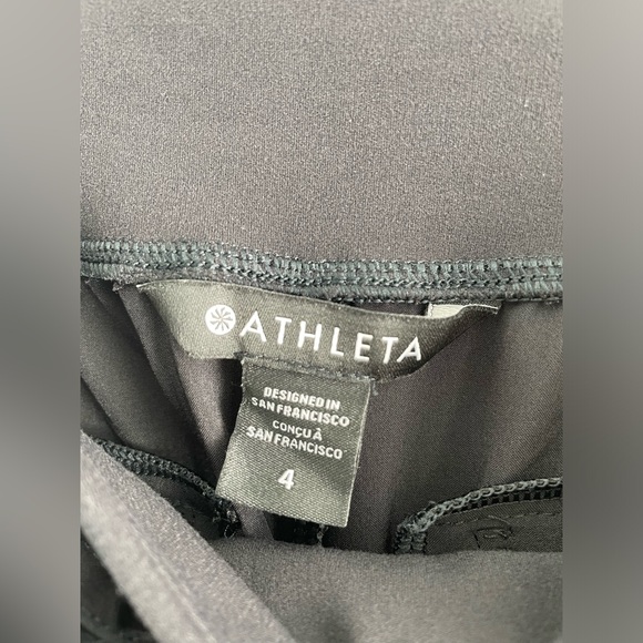 Athleta Cardiff black bow cuffed ankle athleisure travel pull on trouser | 4 - Picture 3 of 7